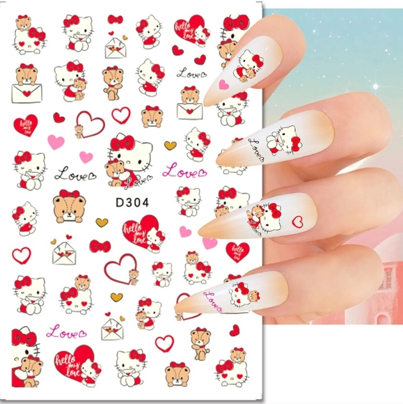 ⭐4/$15 Hello Kitty and Teddy Bear Nail Art Stickers - Picture 3 of 5